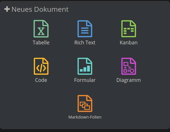 Cryptpad: Tabelle, Rich Text, Kanban, Code, Formular, Diagramm, Markdown-Folien