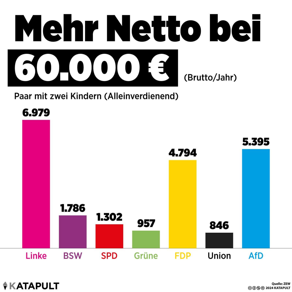 ZEW Studie, die Linke ist bei 60000 Euro netto am stärksten