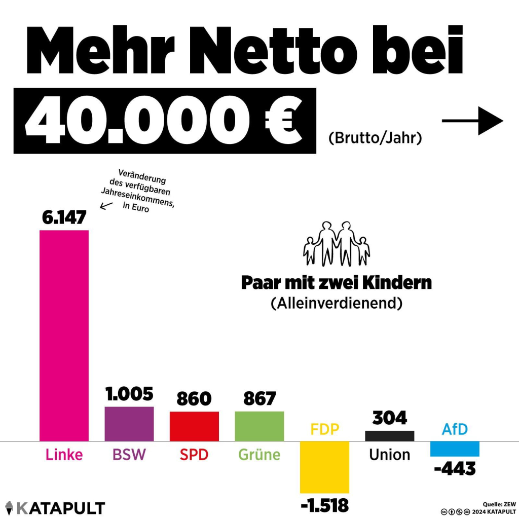 ZEW Studie, die Linke ist bei 40000 Euro netto am stärksten