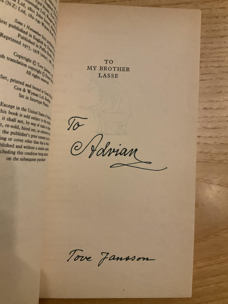 Book signed by Tove Jansson