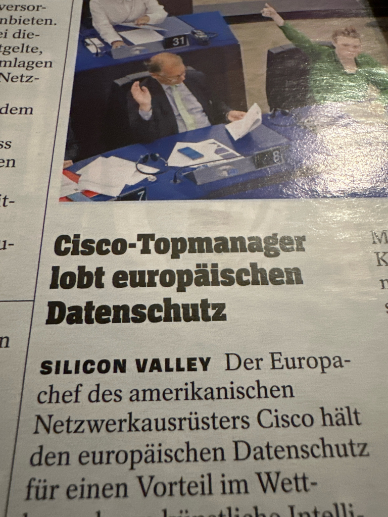 Paper cutting: Cisco-Topmanager lobt europäischen Datenschutz