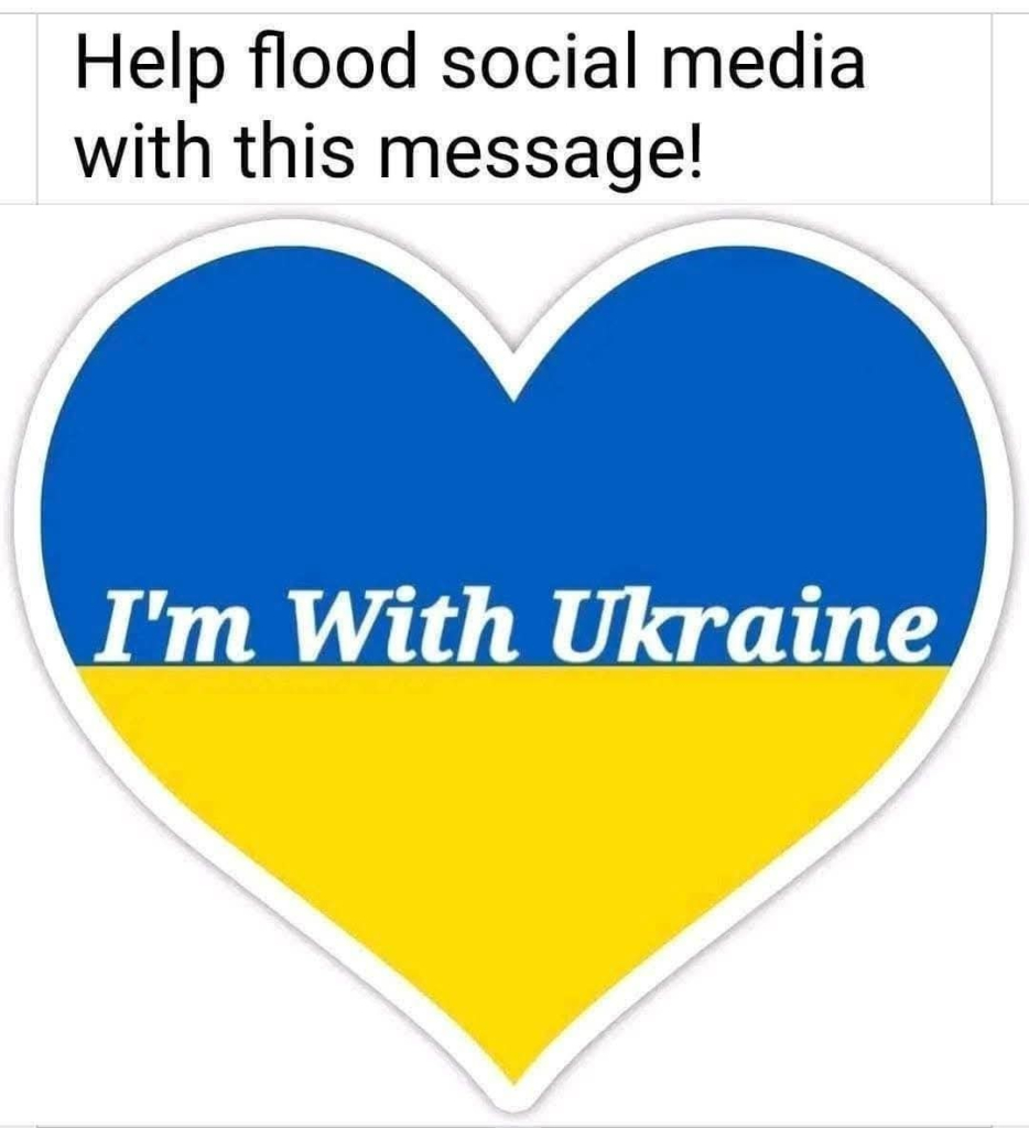 Help flood social media with this message!

Image is a heart in Ukraine colours with the text I'm With Ukraine