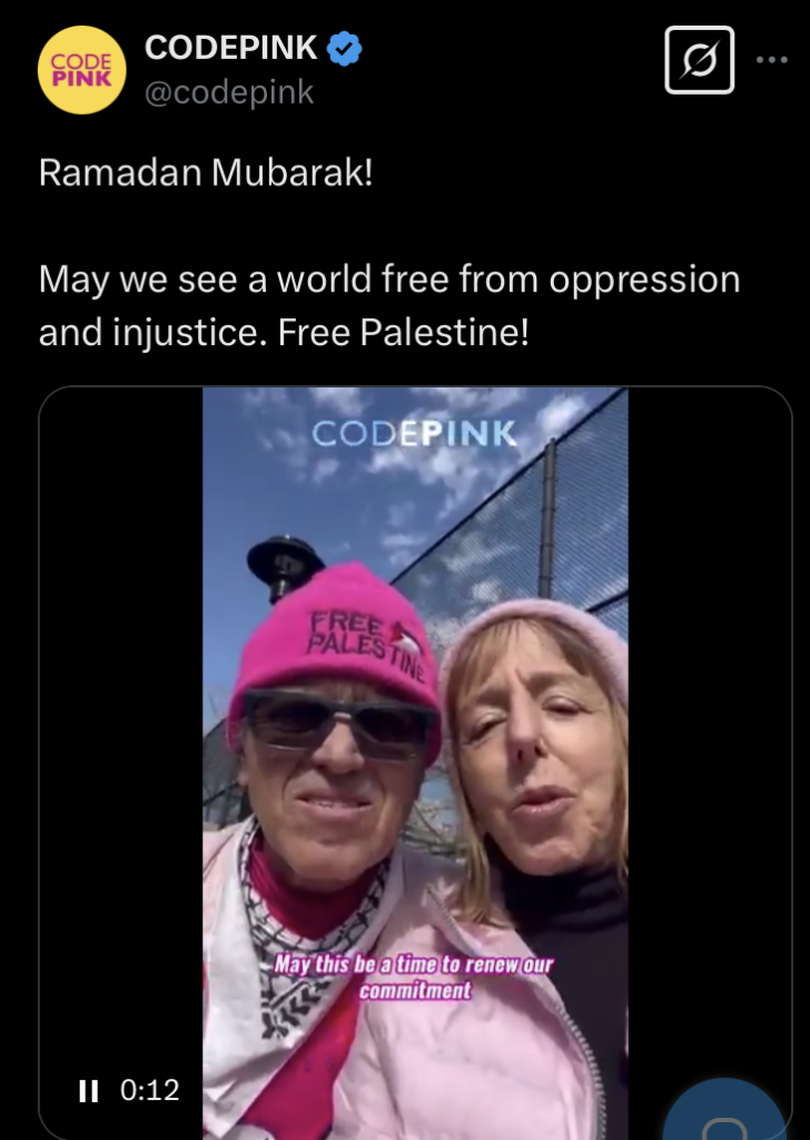 CODEPINK Ramadan Mubarak! May we see a world free from oppression and injustice. Free Palestine! 