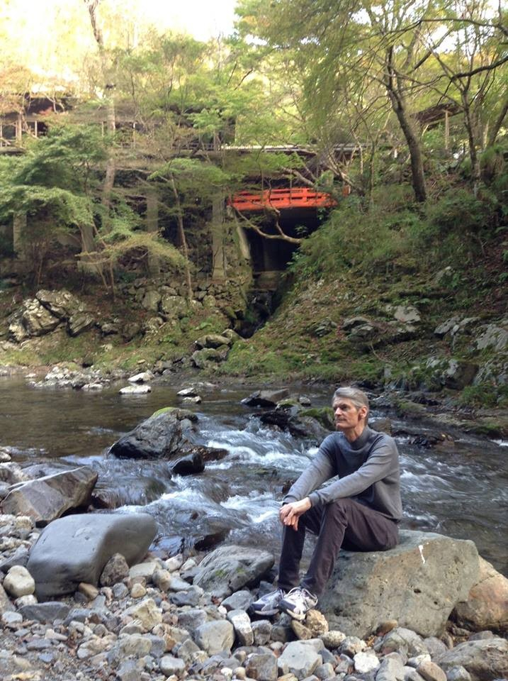 Mountain river by a Buddhist temple in Kyoto