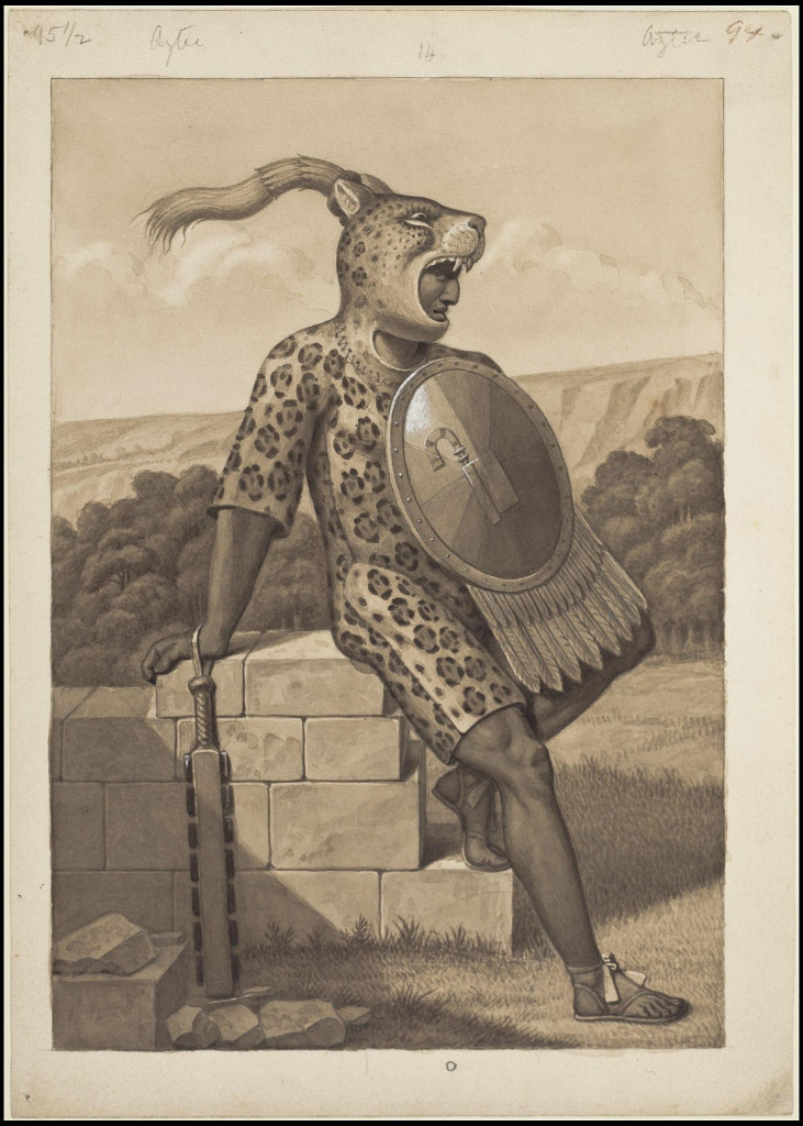 Waldeck leopard man - Image by Jean-Frédéric Maximilien de Waldeck - This work is in the public domain in its country of origin and other countries and areas where the copyright term is the author's life plus 100 years or fewer.  Source: https://commons.wikimedia.org/wiki/File:Waldeck_leopard_man.jpg 