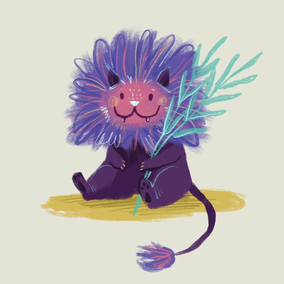 Fluffy monster with leaves