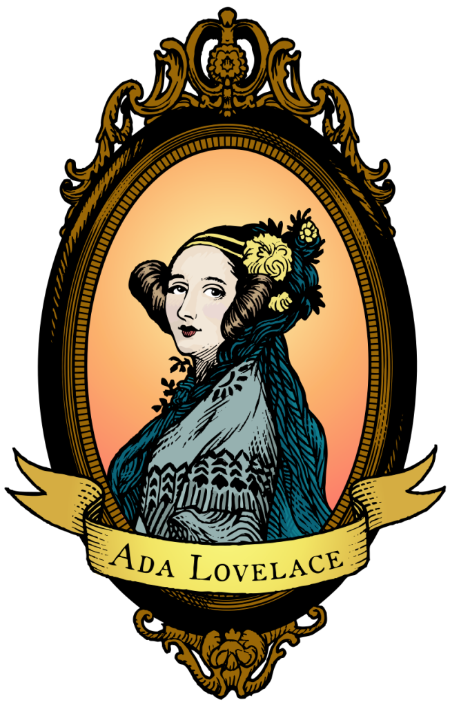 Se ve un dibujo con un retrato de Ada Lovelace