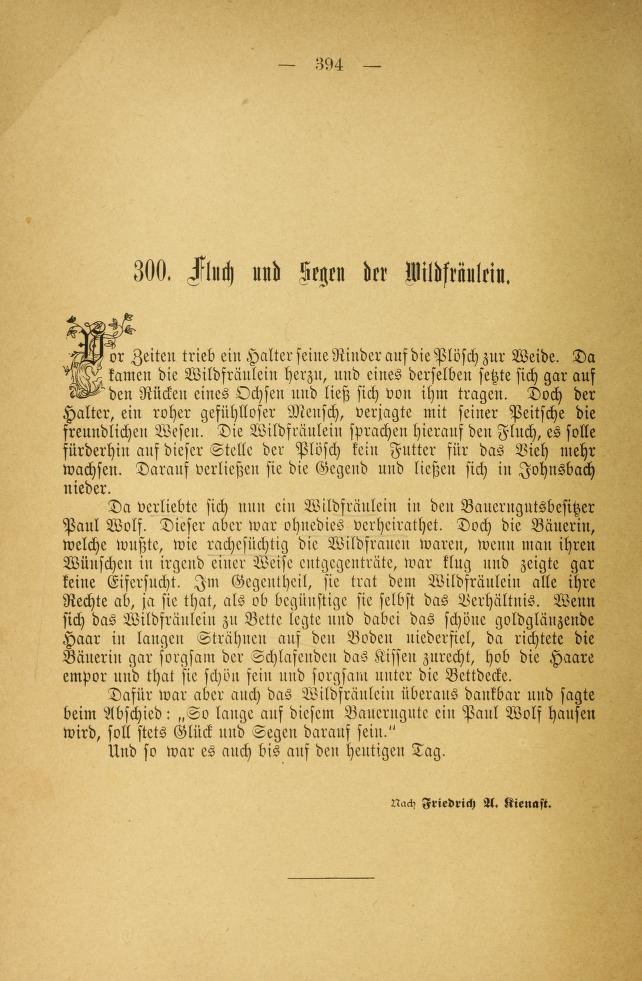 Digital scan of Austrian folk tale "Fluch und Segen der Wildfräulein".