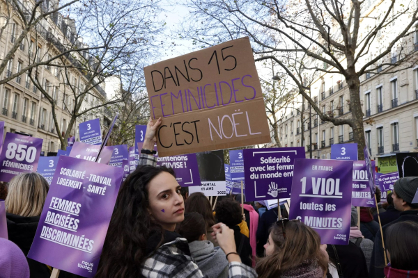  Tens of thousands of people marched in Paris on November 25 to mark the International Day for the Elimination of Violence Against Women. © Geoffroy Van der Hasselt, AFP 