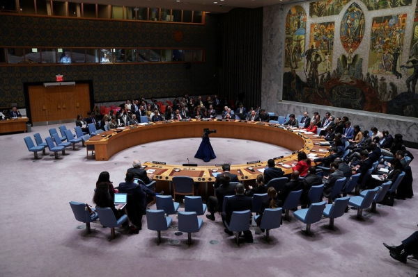  UNITED NATIONS SECURITY COUNCIL. United Nations Security Council members attend a meeting about invoking Article 99 of the United Nations charter to address the humanitarian crisis in the midst of conflict between Israel and the Palestinian Islamist group Hamas, at the UN headquarters in New York City, US, December 8, 2023.

David Dee Delgado/REUTERS 