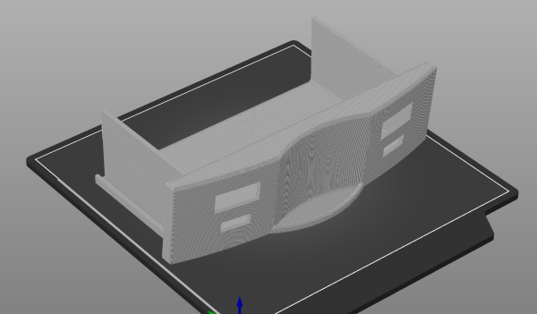 preview of a 3D object to be printed. A drawer for my Smart Roadster with 4 holes to fit USB ports