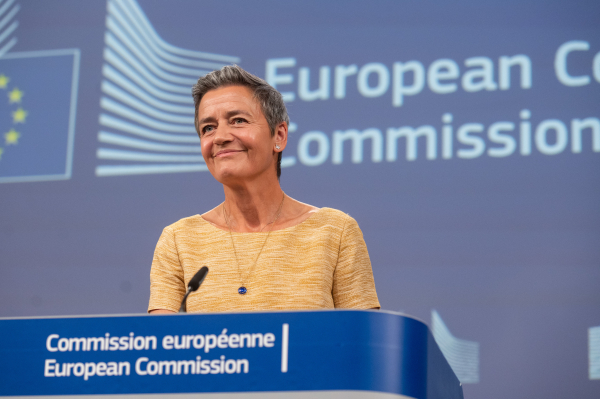 Margrethe Vestager, Executive Vice-President of the European Commission in charge of Europe fit for the Digital Age, and Commissioner for Competition, gives a press conference following the Court of Justice rulings on the Apple tax State aid and Google Shopping antitrust cases.