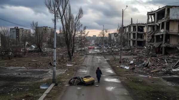 A devastated city in Ukraine