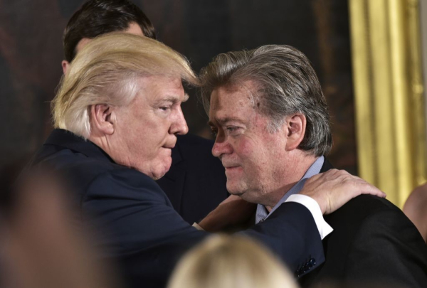 Donald Trump and Steve Bannon embrace for hard times