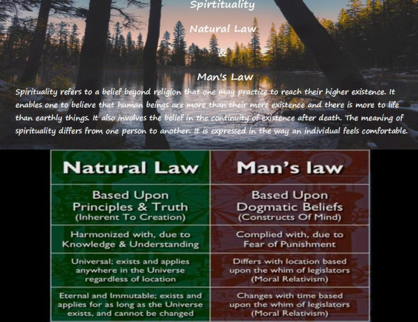 Spirituality, Natural Law and Man's Law