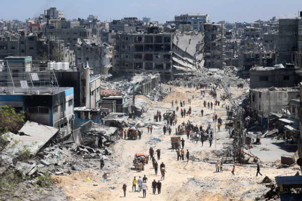 The apartment building totally destroyed by Israeli attack where 117 Palestinians were murdered. 