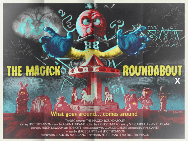 #7: The Magick Roundabout in the style of a British, 1960s horror movie poster