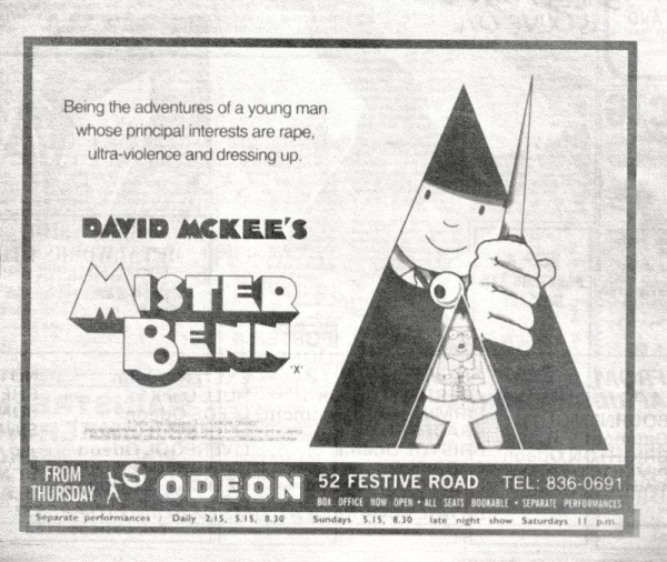 Mr Benn newspaper cinema listing