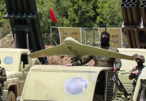 Archived image of Hezbollah's Shahed drone on a van. 