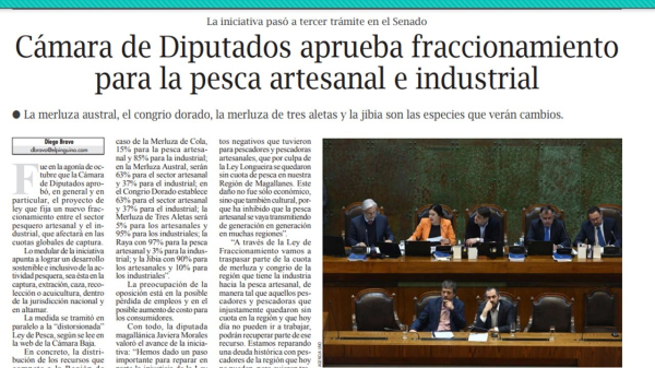 Cámara de diputados aprueba fraccionamiento para la pesca artesanal e industrial  (crónica elpinguino.dom]