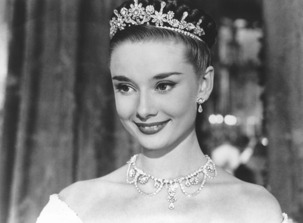 Audrey wears a crown as Princess Anne in Roman Holiday. 