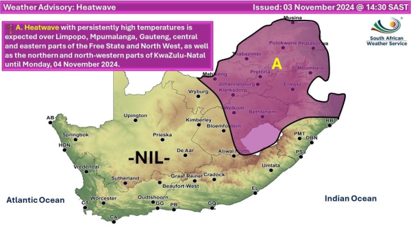 Heatwave advisory in South Africa