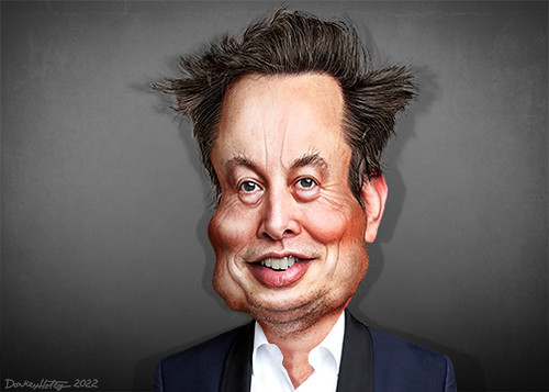 "Elon Musk - Caricature" by DonkeyHotey is licensed under CC BY-SA 2.0. To view a copy of this license, visit https://creativecommons.org/licenses/by-sa/2.0/?ref=openverse.