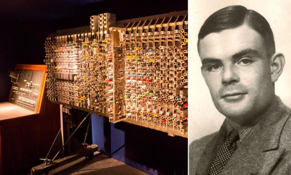 [ImageSource: 6zacl8.blogspot]

The original Alan Turing machine.

First demonstrated in 1950, this is one of Britain's earliest stored program computers and the oldest complete general purpose electronic computer in Britain. Designed and built at the National Physical Laboratory, Middlesex in 1949-1950, it was based on plans for a larger computer (the ACE) designed by the mathematician Alan Turing (1912-1954) at NPL between 1945 and 1947. Previously Turing worked on the Colossus computer used in codebreaking at Bletchley Park during World War II. Pilot ACE was estimated to have cost £50,000 to design and build, but by 1954 had earned over £240,000 from advanced scientific and engineering work in various fields including crystallography, aeronautics and computing bomb trajectories.