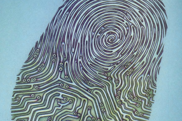 1985 Print Circuit Life

The image represents a printed circuit board design overlaid with fingerprint patterns, symbolizing the intersection of human identity and technology.