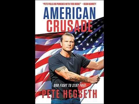 Book cover for American Crusade Our Fight to Stay Free - Pete Hegseth

Pictures title above and below and image of a tattooed man in black t-shirt and jeans, brown hair slicked back, holding an American flag that flutters behind him.