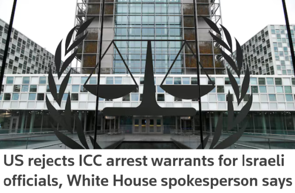 US rejects ICC arrest warrants for Israeli officials, White House spokesperson says.

Picture: The International Criminal Court building is seen in The Hague, Netherlands, January 16, 2019.