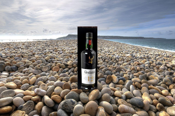 whisky on a shingle beach.