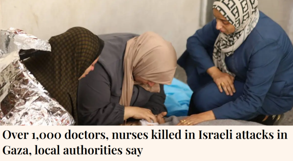 Over 1,000 doctors, nurses killed in Israeli attacks in Gaza, local authorities say.

Picture: The body of Dr. Salem Judeh, who served patients at the Indonesian Hospital for years, is brought to Al-Ahli Baptist Hospital along with many other after Israeli attacks on Jabalia area in Gaza City, Gaza on November 20, 2024.