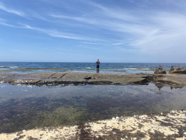 Only 1 guy in same spot as 1st pic. Other bloke just dove into the ocean leaving his mate behind. 