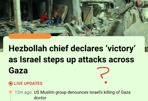 al jazeerha headline "Hezbollah chief declares victory"