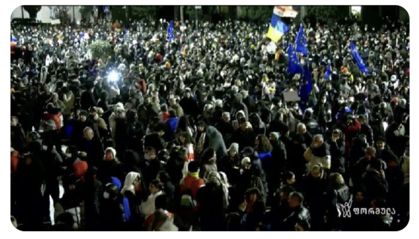 Thousands of protestors gather in Tbilisi, Georgia