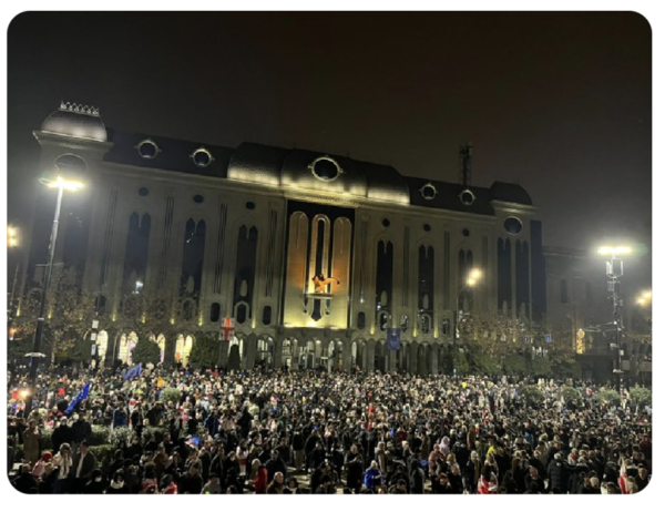 Protestors in Tbilisi, Georgia.