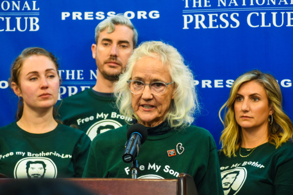 Debra Tice, mother of journalist hostage Austin Tice, speaks at a news conference at the National Press Club, 6 Dec. 2024.