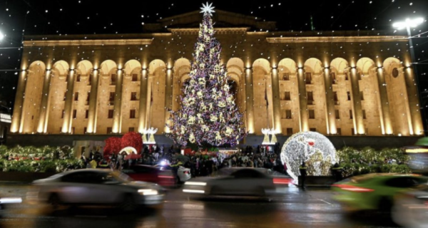 Photo from last year showing a lovely big Christmas tree outside parliament in Tbilisi, Georgia