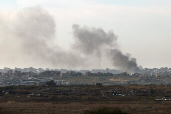 Smoke billows from the Gaza Strip, on Dec. 10.