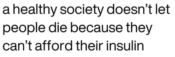 a healthy society doesn't let people die because they can't afford their insulin