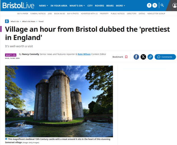 Headline - Village an hour from Bristol dubbed the 'prettiest in England'