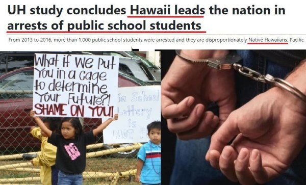 Hawaii also leads the US in the school-to-prison pipeline - #1 in rounding up children, targeting Native Hawaiians