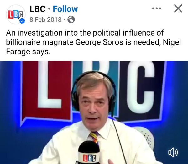 In 2018, Farage was apoplectic with rage at the thought of Billionaire George Soros interfering in British politics using political donations.

Fast forward 6 years, & Nazi Nige the grifter is in the US negotiating with Billionaire Elon Musk to interfere in British politics with a £100m donation. 🤷🏾‍♂️