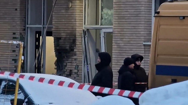 The damaged building near the explosion that killed Lt. Gen. Igor Kirillov, Moscow, Russia, December 17, 2024