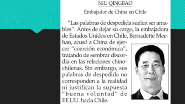 sobre la acusacion de EE UU a China de "Coersión económica"