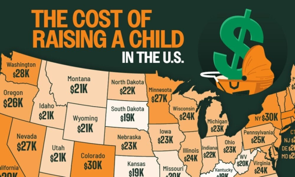 Mapped: The Cost of Raising a Child, by U.S. State - Visual Capitalist