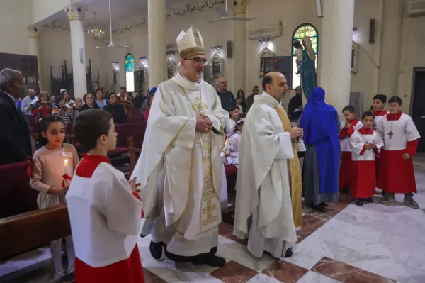 Pizzaballa, who previously visited the church in May, returned two days after Pope Francis said Israeli authorities had denied him permission to enter Gaza [Omar Al-Qattaa/AFP]