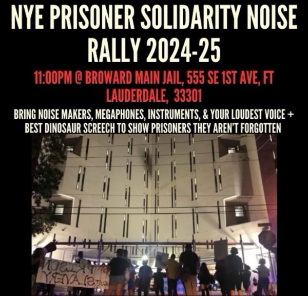 Flyer for NYE noise demo in Ft. Lauderdale, FL. 