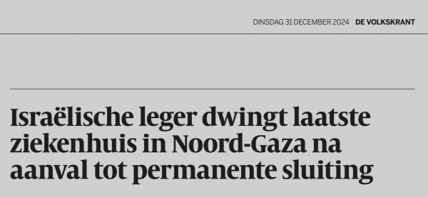 Israëlische leger dwingt laatste ziekenhuis in noord-gaza tot permanente sluiting.